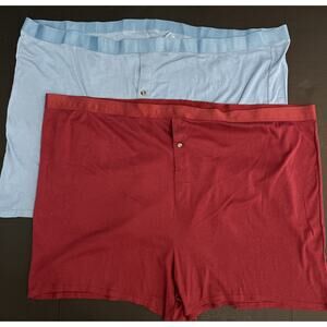 KingSize Big Plus‎ Size Mens Cotton Boxer Briefs Maroon Blue Solid 2 pairs NEW